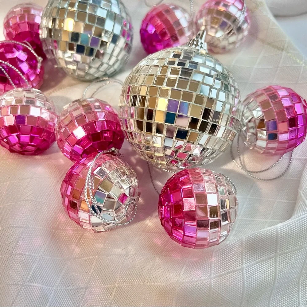 Retro Party Decoration, Vintage Pink Ornaments, Retro Decor, Silver Pink Decor